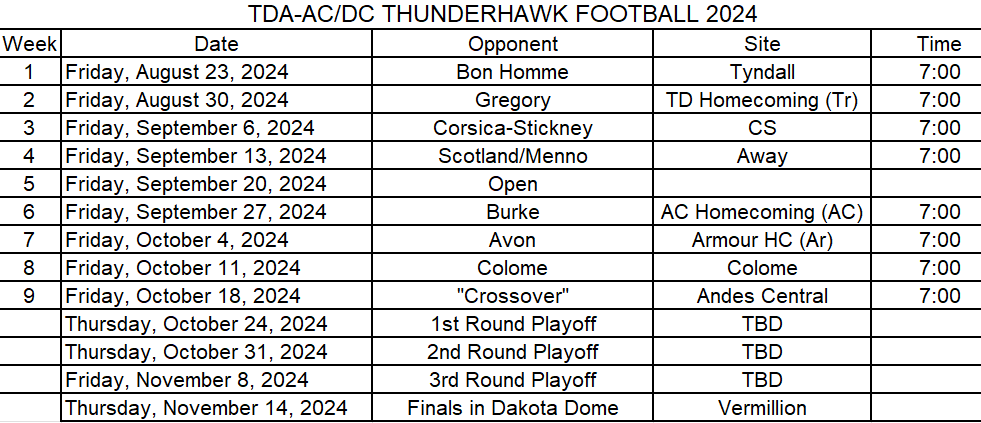 2024 FB Schedule