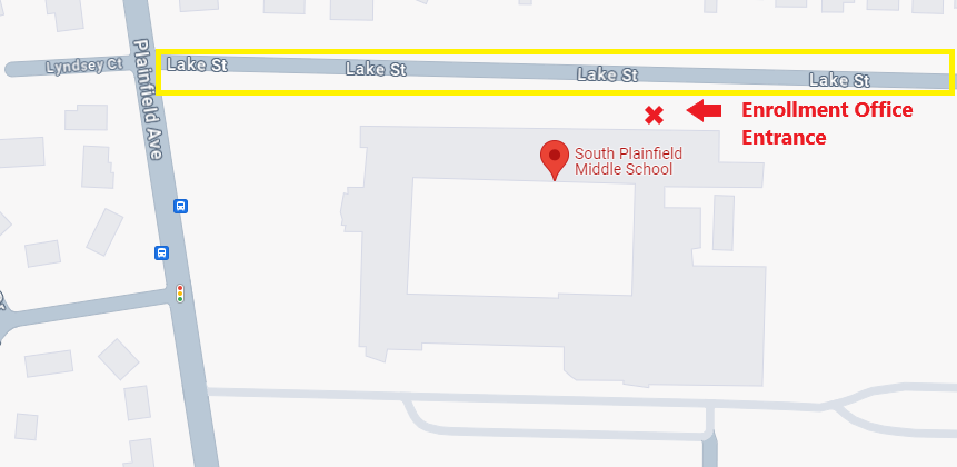 map showing the location of the enrollment office