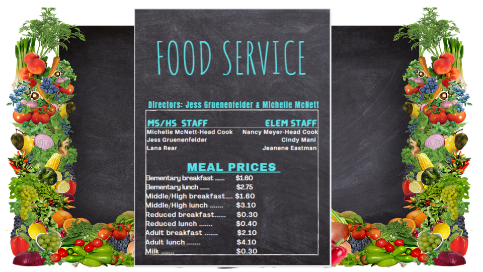 Information about Food Service Staff and Meal Prices. Pleas call 608-523-4248  for detailed information.