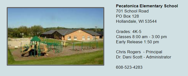 Pecatonica Elementary Building Questions: 608-523-4283
