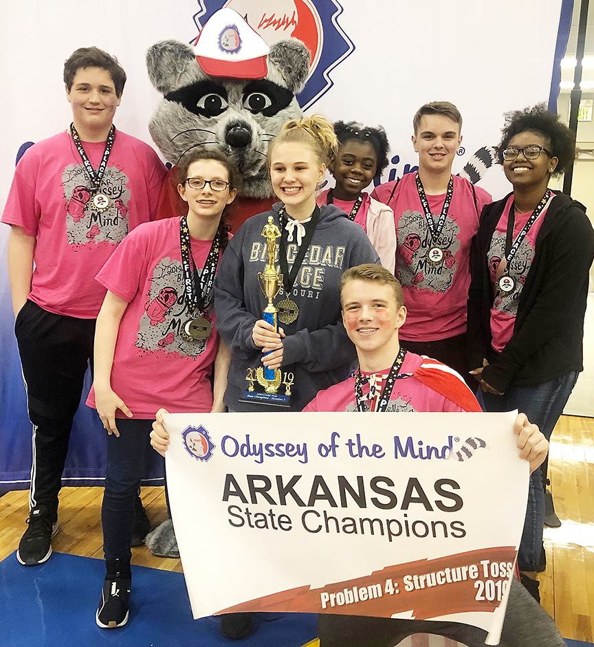 Blytheville Odyssey of the Mind students receive first place in the  Arkansas Odyssey of the Mind Competition.