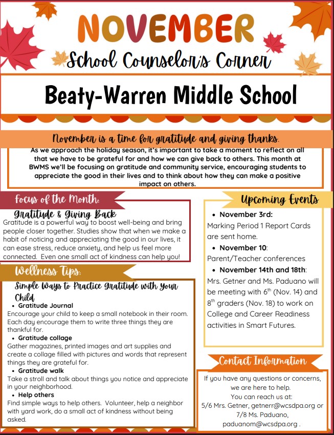 School Counselor Corner