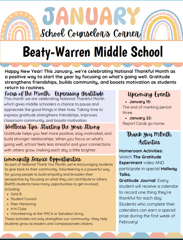 From the Desk of the Guidance Counselors