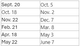 PSAT Dates