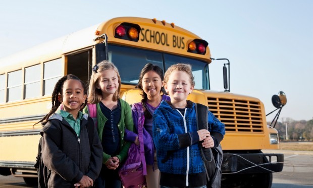 Kids and school bus