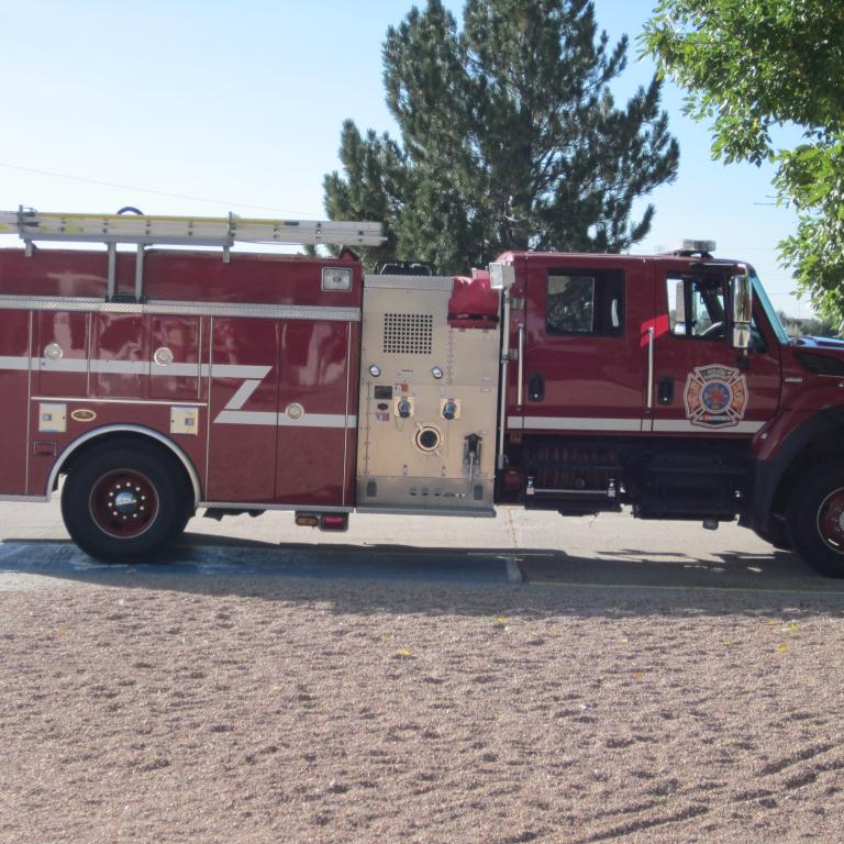 Image of Fire truck parked in circle drive