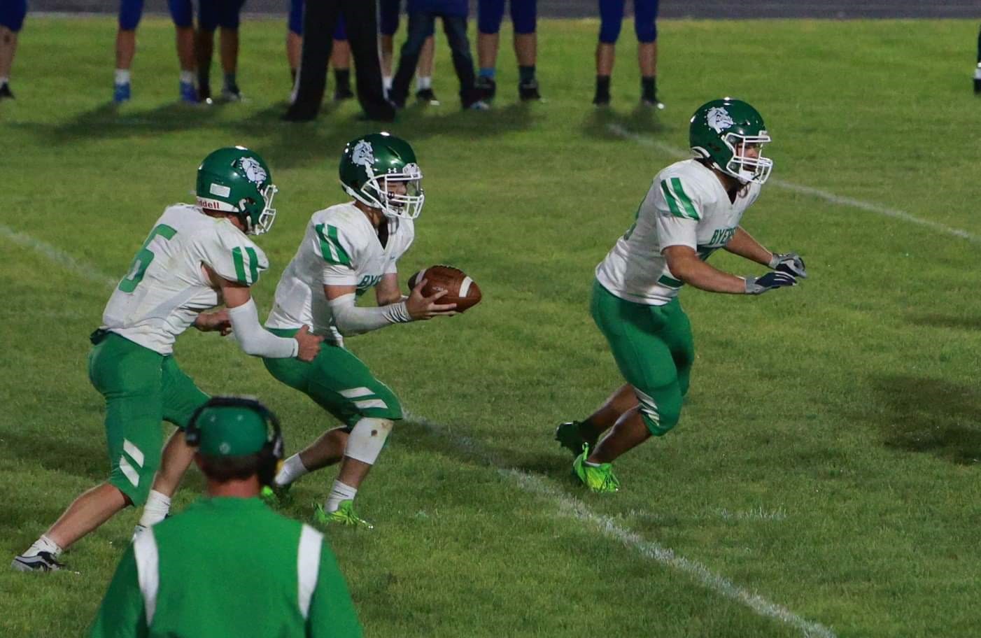 Byers Players running the ball back in Akron