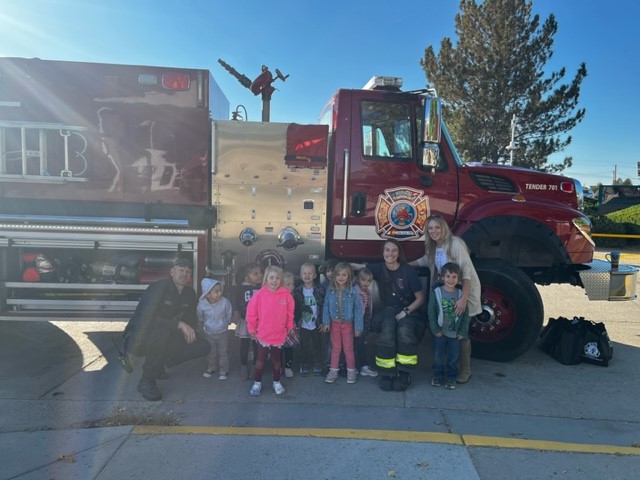 3 year old Preschool w/ fire fighter