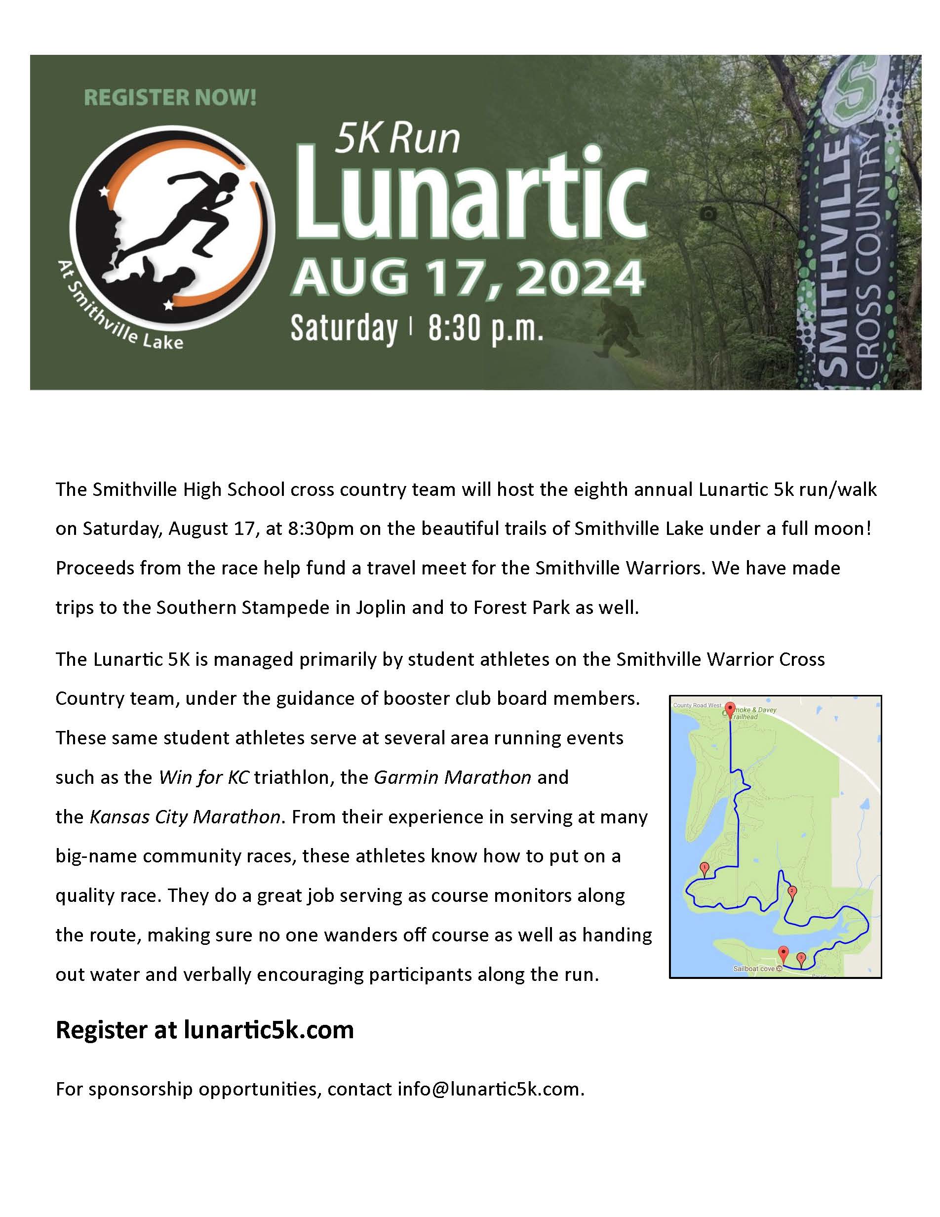 Lunartic 5K Run August 17, 2024 8:30 pm