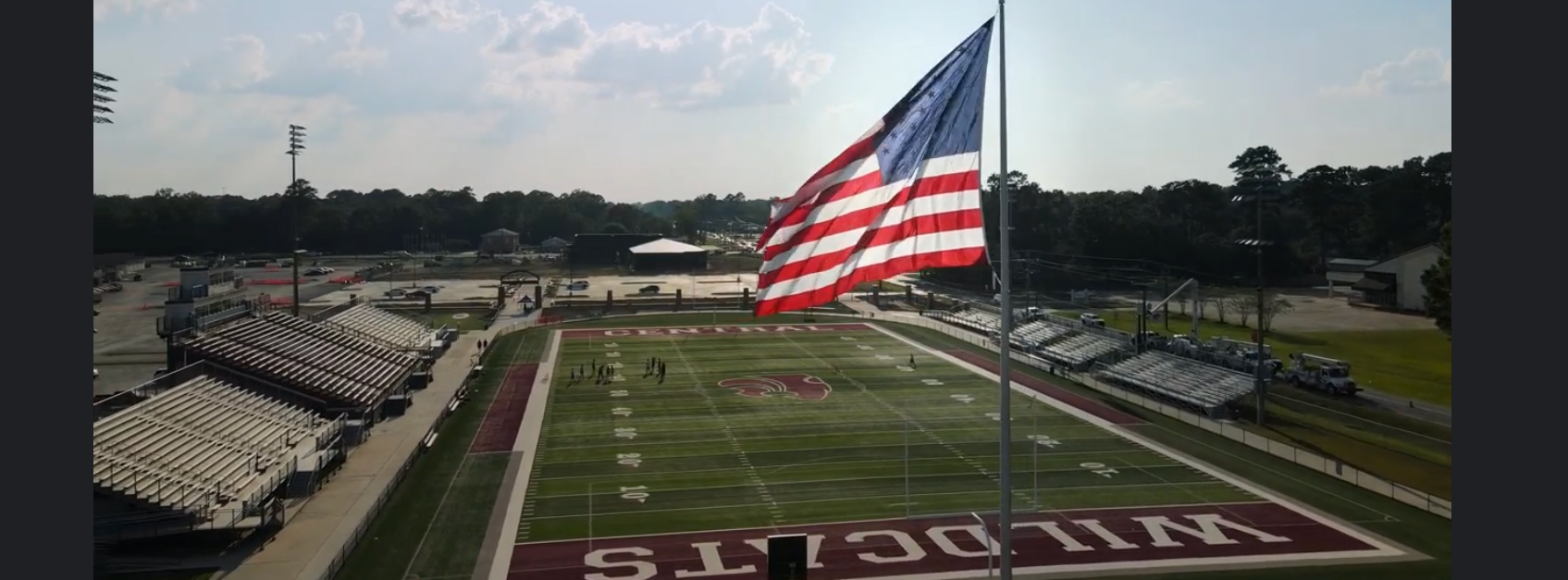 American Flag over Wildcat Stadium