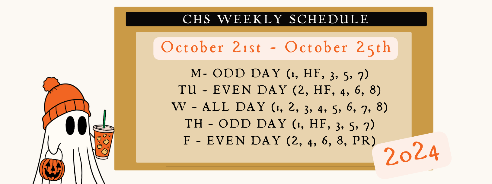 Weekly Schedule . . . 10/21