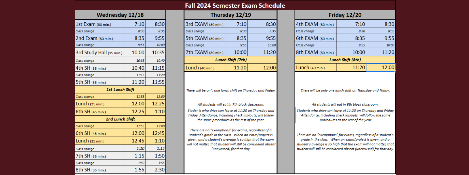 Fall Exams '24