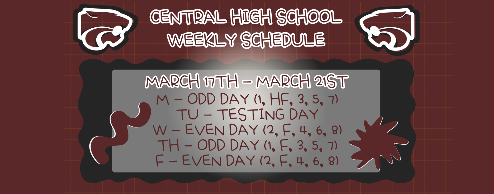 Weekly Schedule . . . 3/17