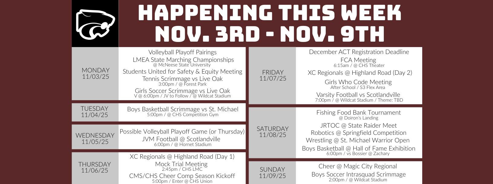 Happening This Week . . . 11/3