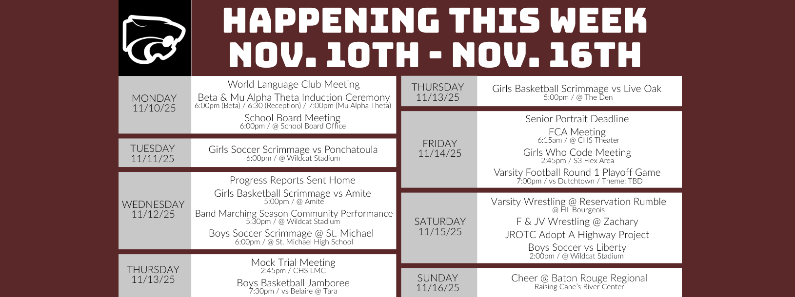 Happening This Week . . . 11/10