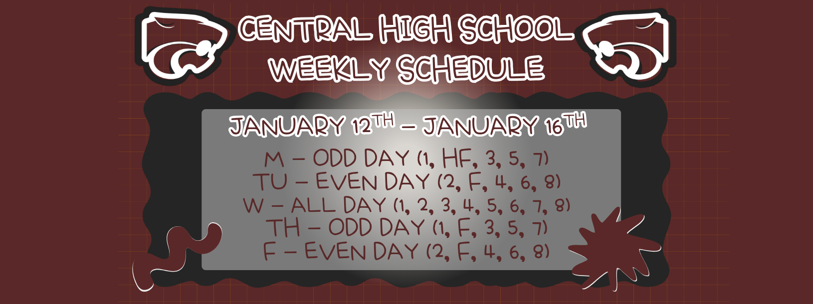 Weekly Schedule . . . 1/12