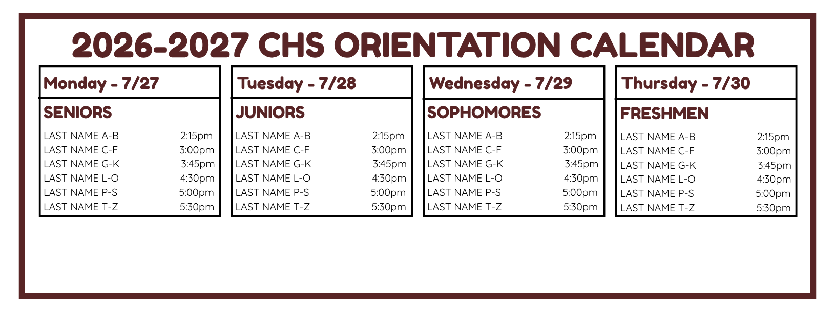 Orientation Dates/Times '26 (7/20)