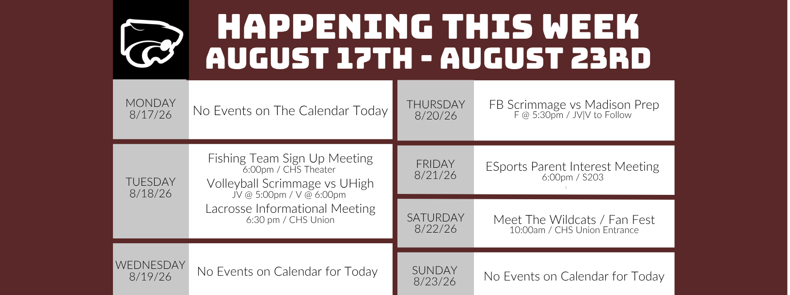 Happening this week 8/17
