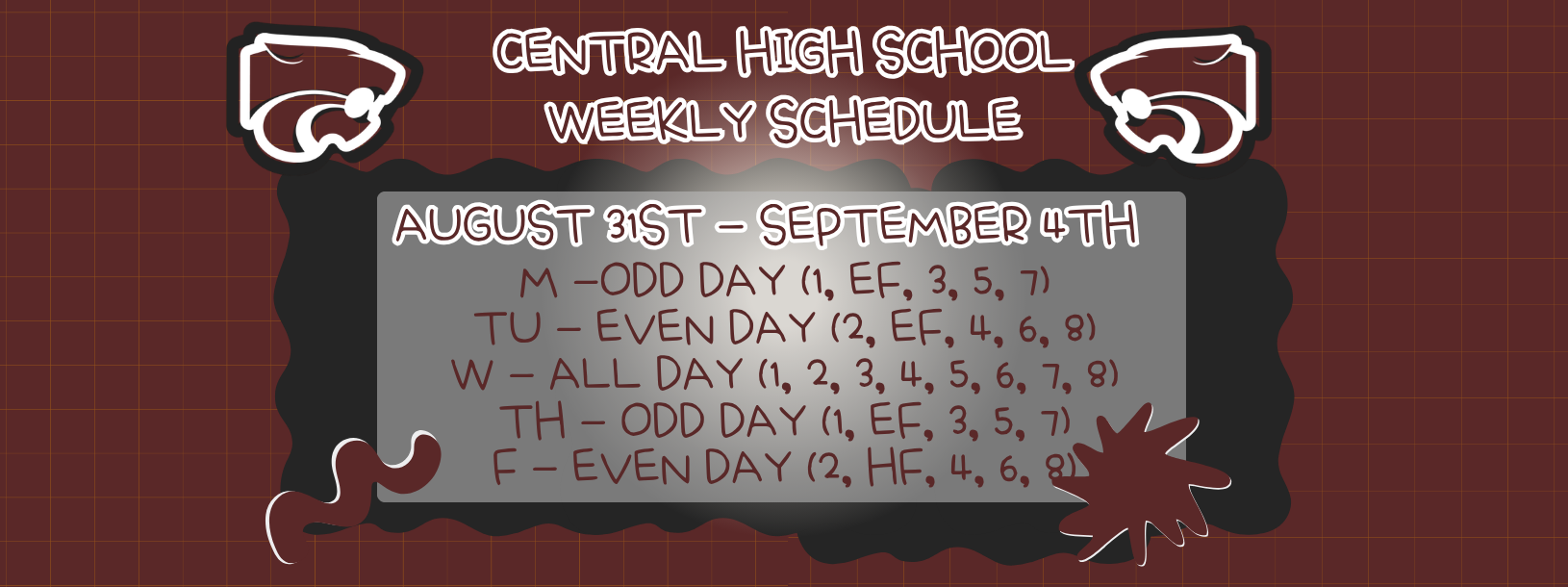 weekly schedule...8/31