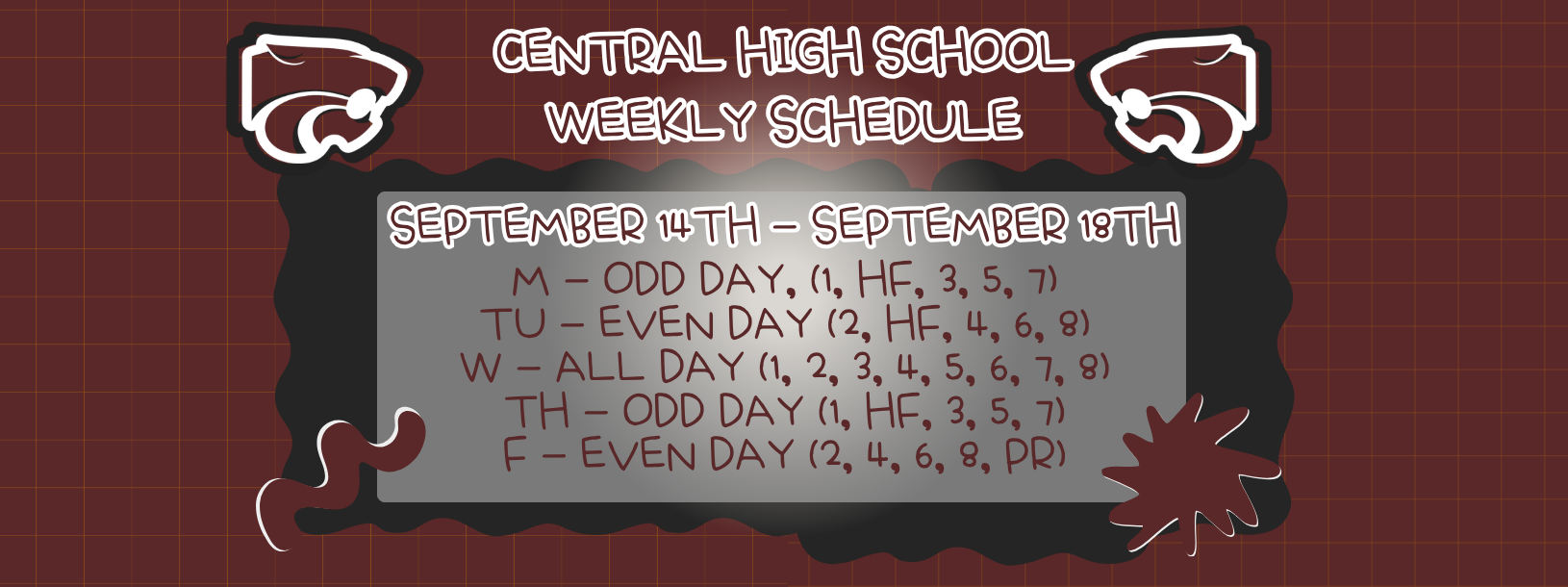 weekly schedule...9/14