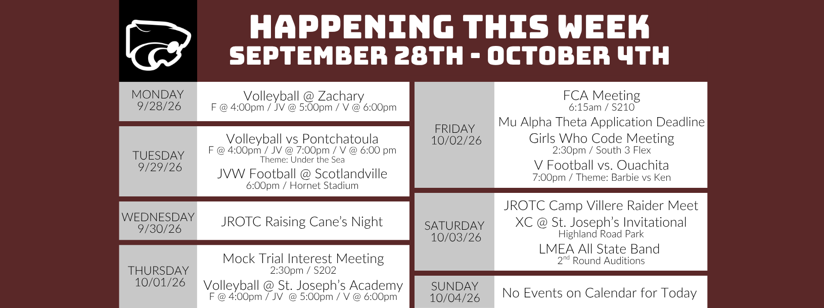 Happening This Week . . . 9/28