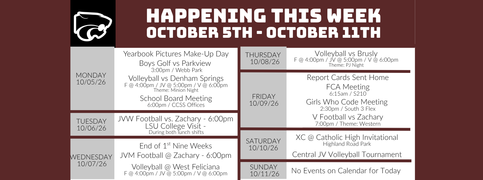 Happening this week 10/5