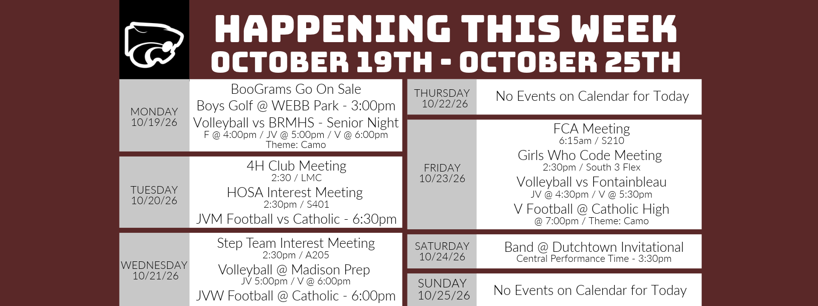 Happening This Week . . . 10/19
