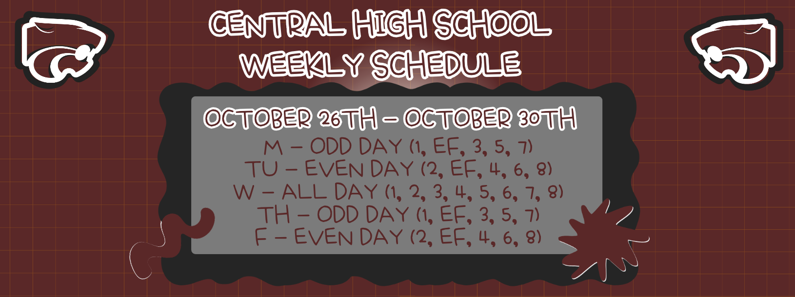 weekly schedule...10/26