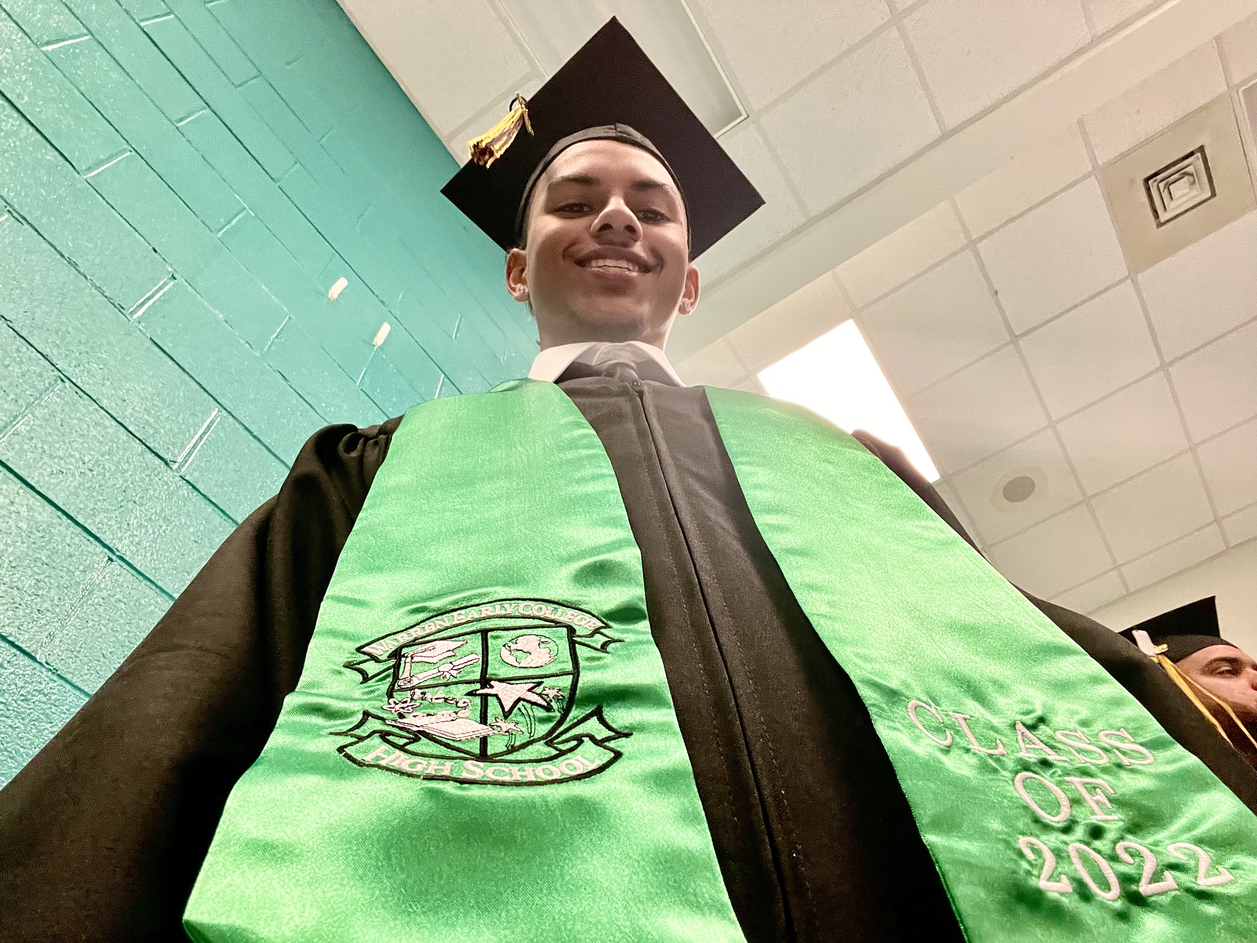 looking up at a graduate