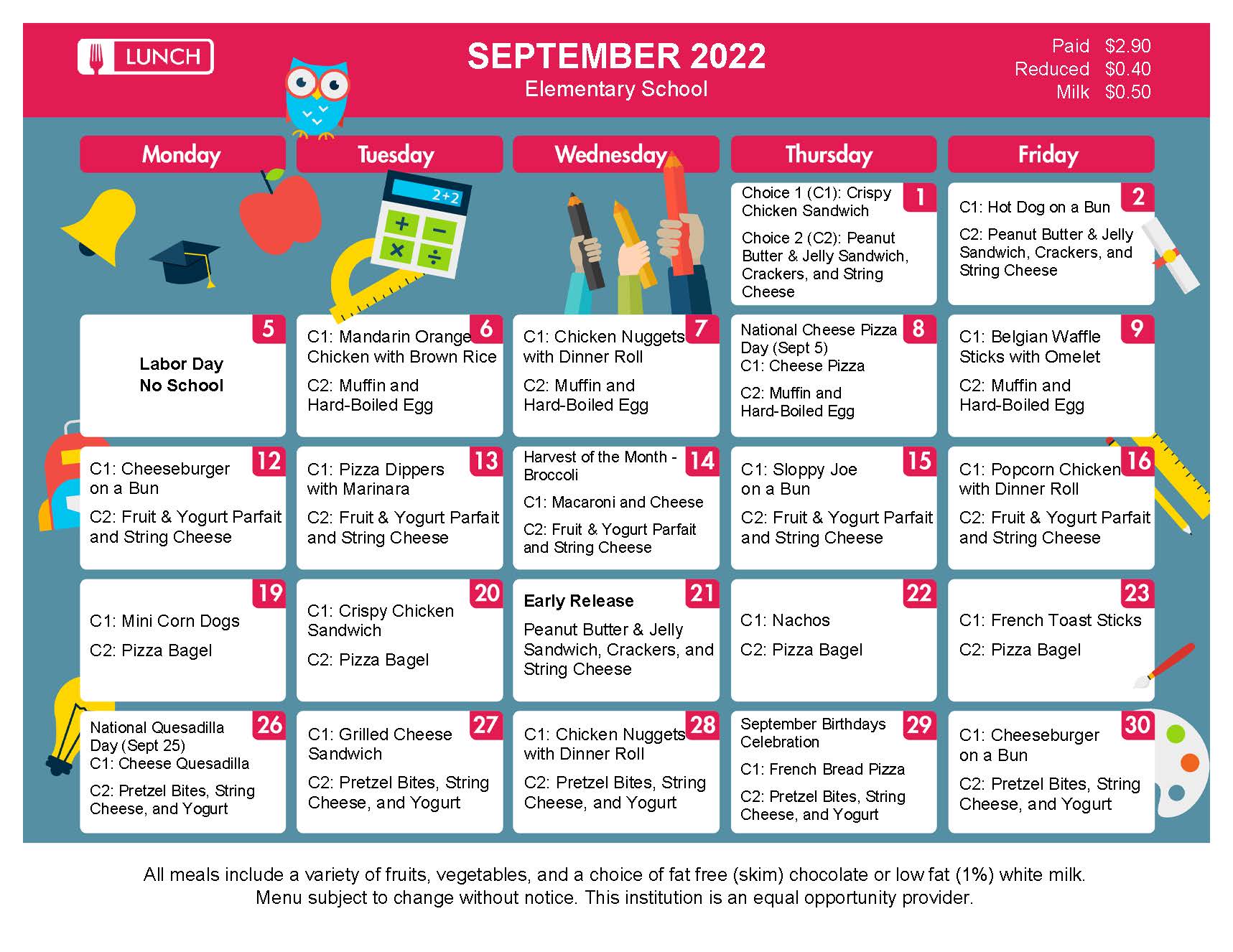 Elementary Food Service Menu | Wisconsin Heights School District