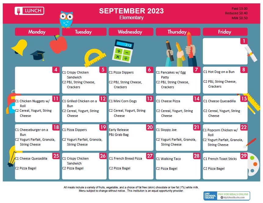 Elementary Food Service Menu | Wisconsin Heights School District