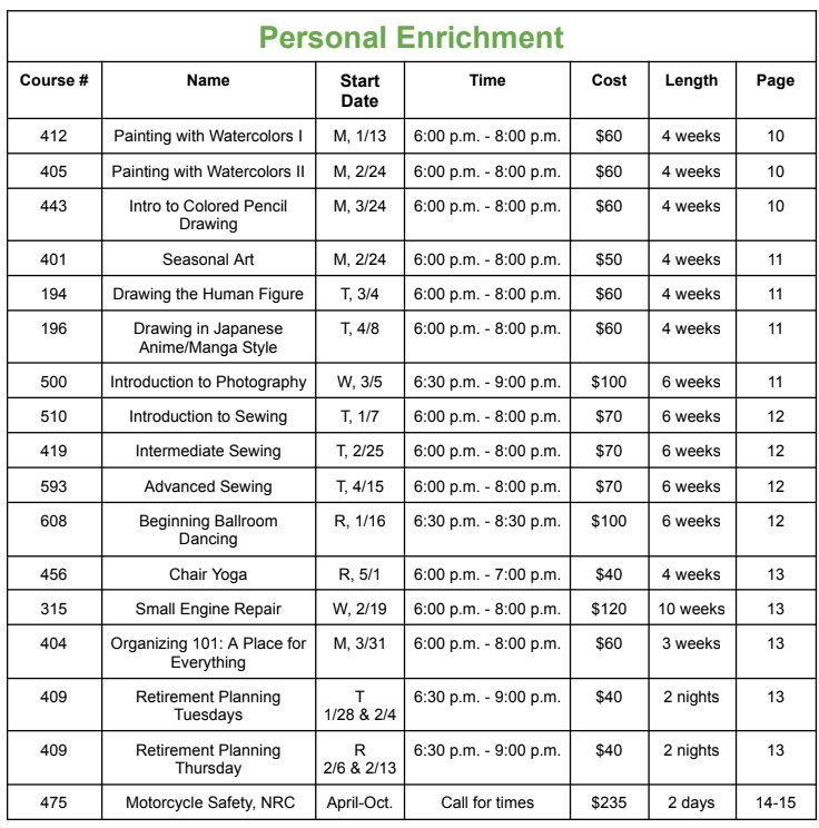 spring enrich classes