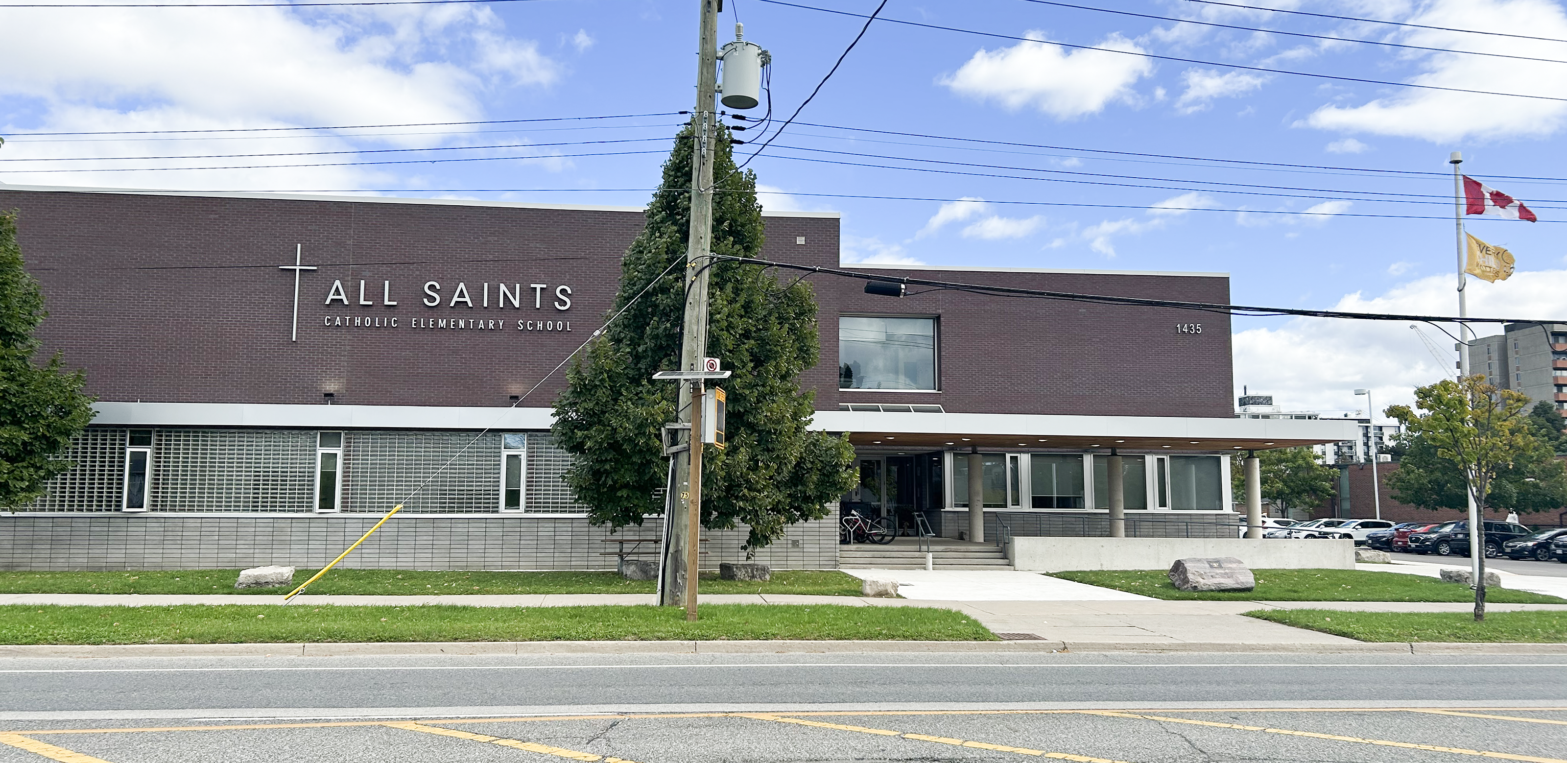 The front of the All Saints Catholic School building