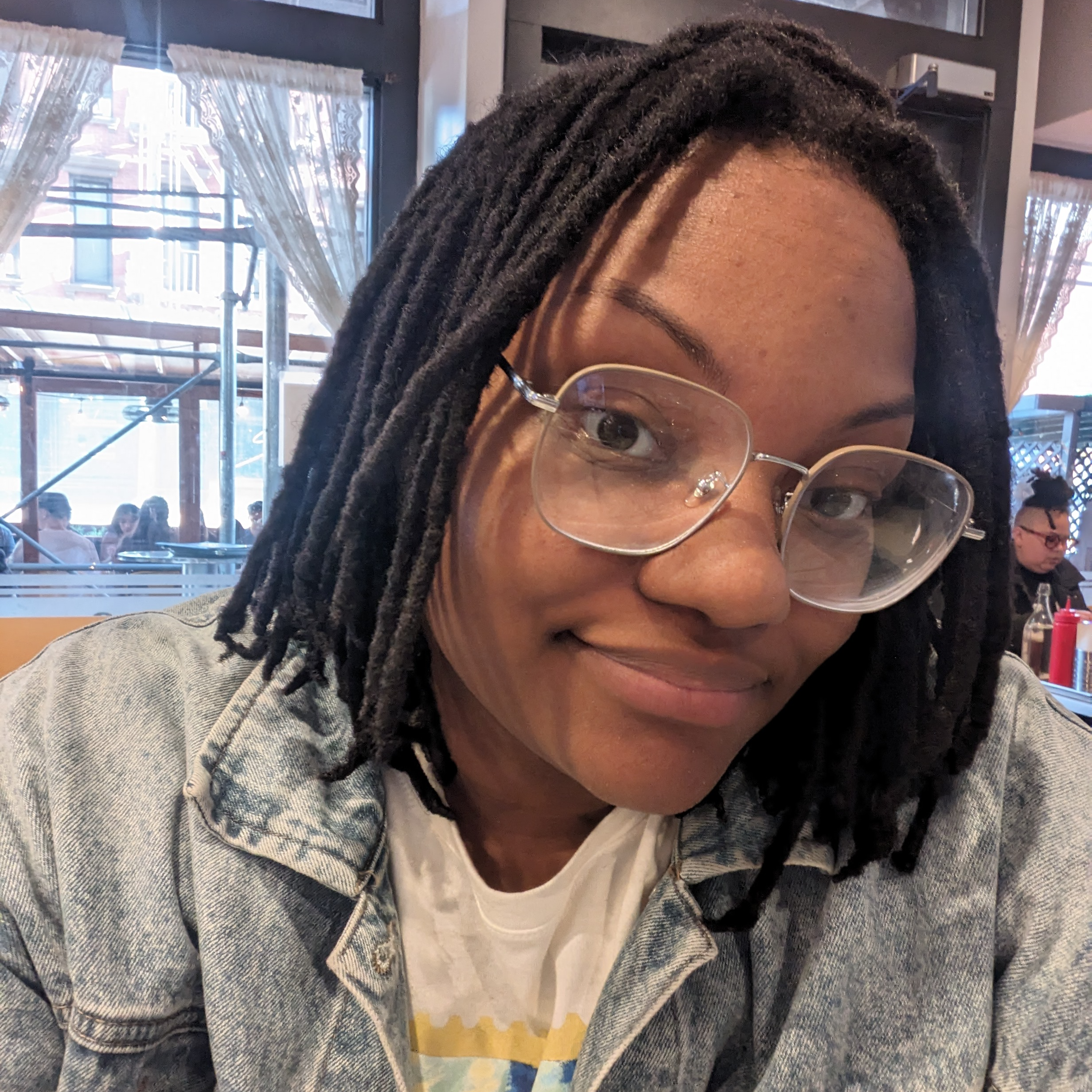 african american female with glasses