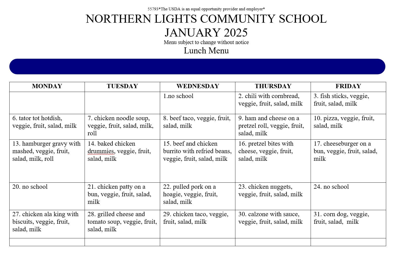 Lunch Menu