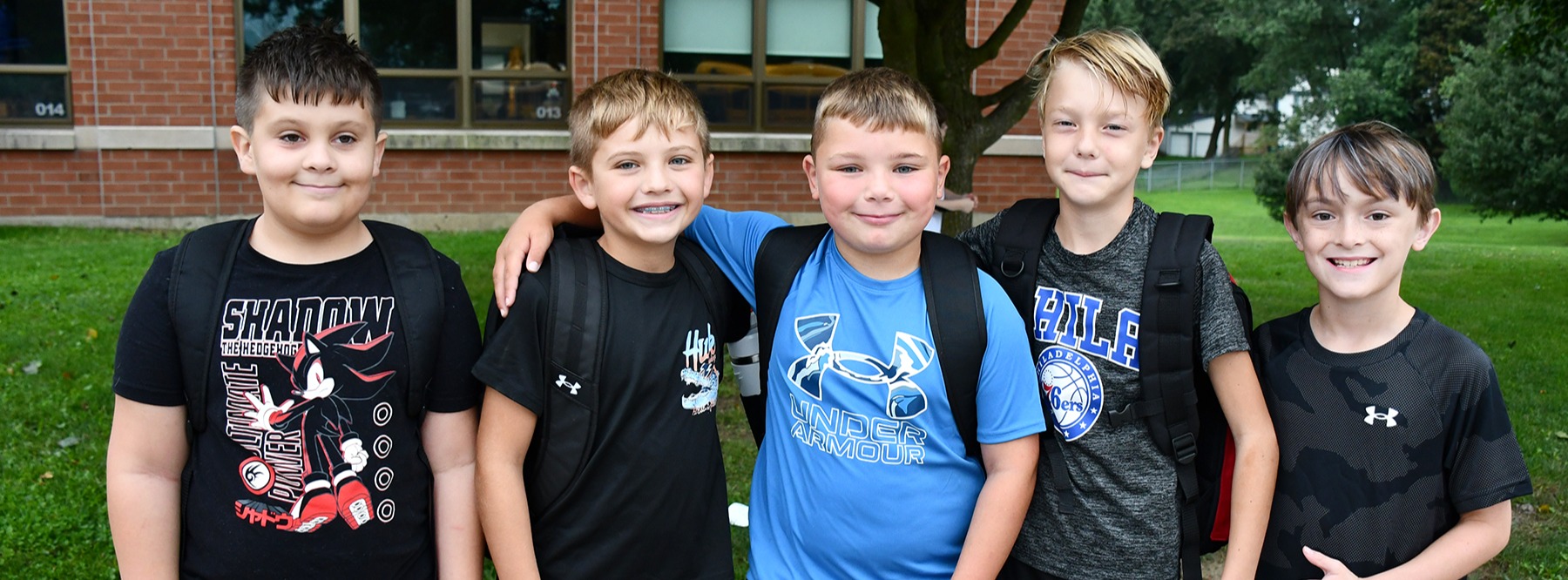 A group of elementary boys. 