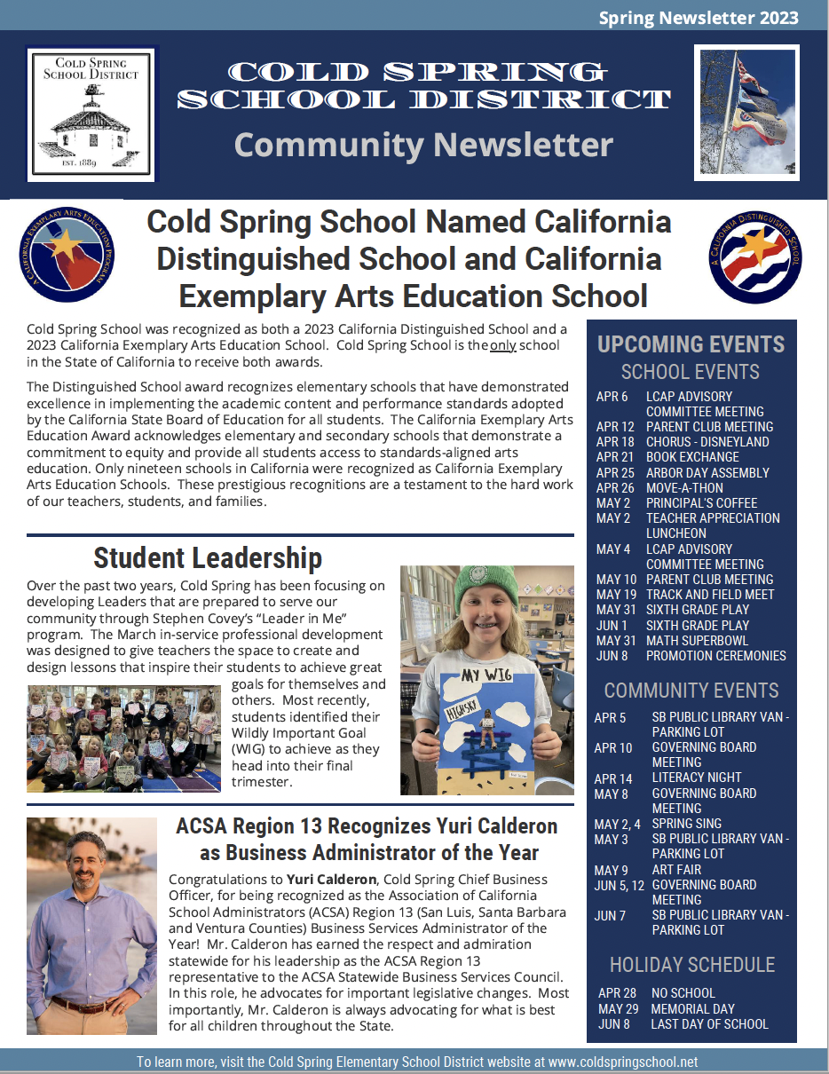 Front cover of community newsletter