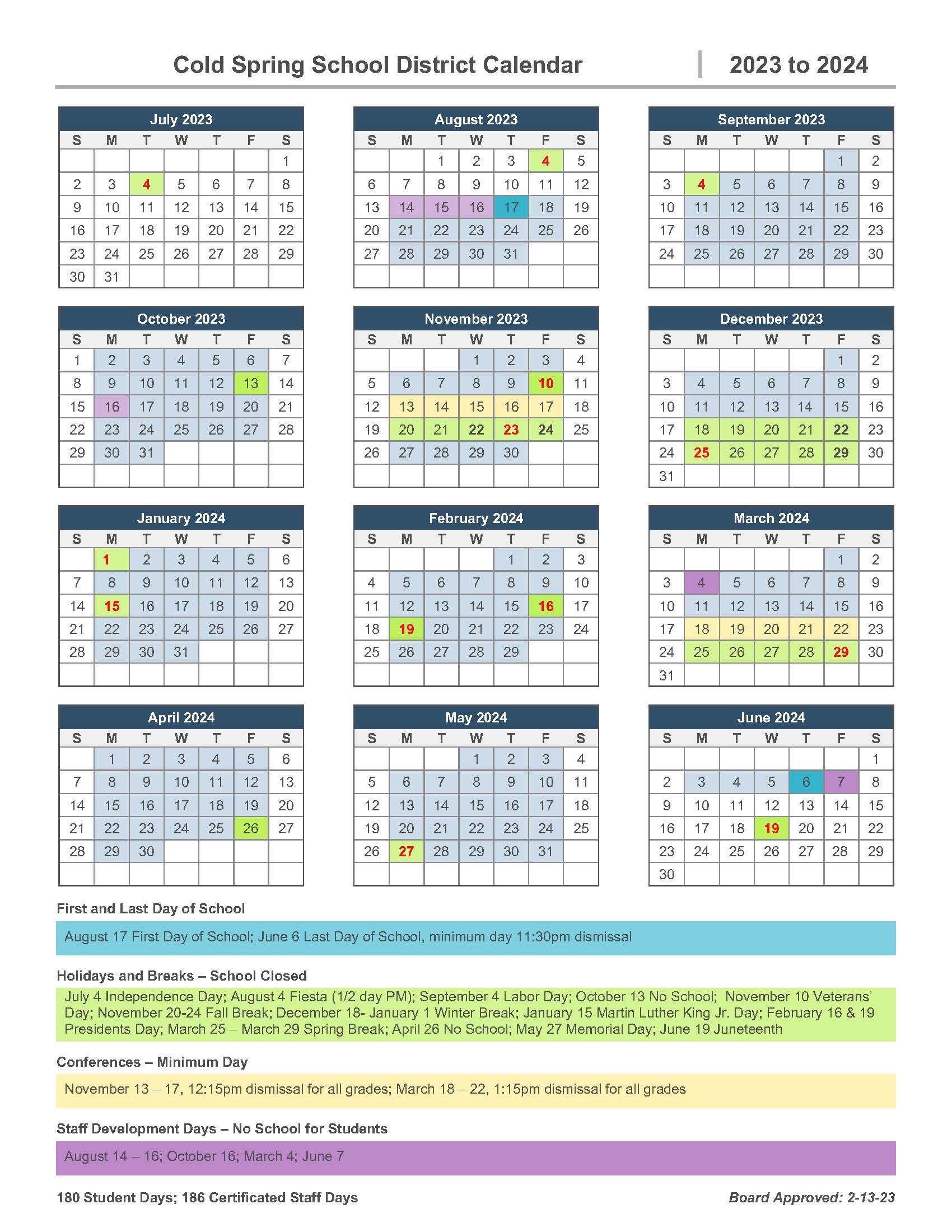 District Calendar 2023-24