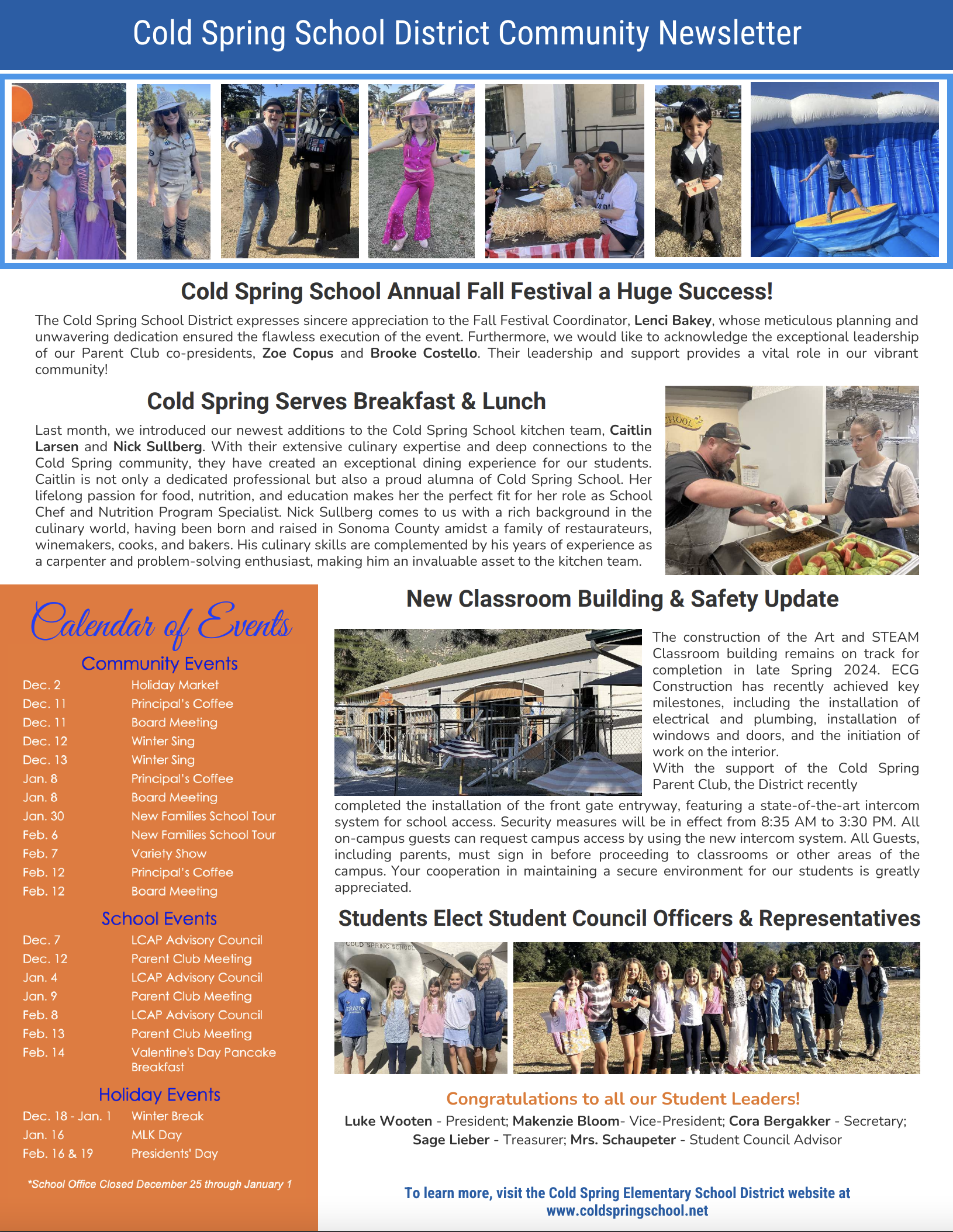 Page 2 of the Community Newsletter