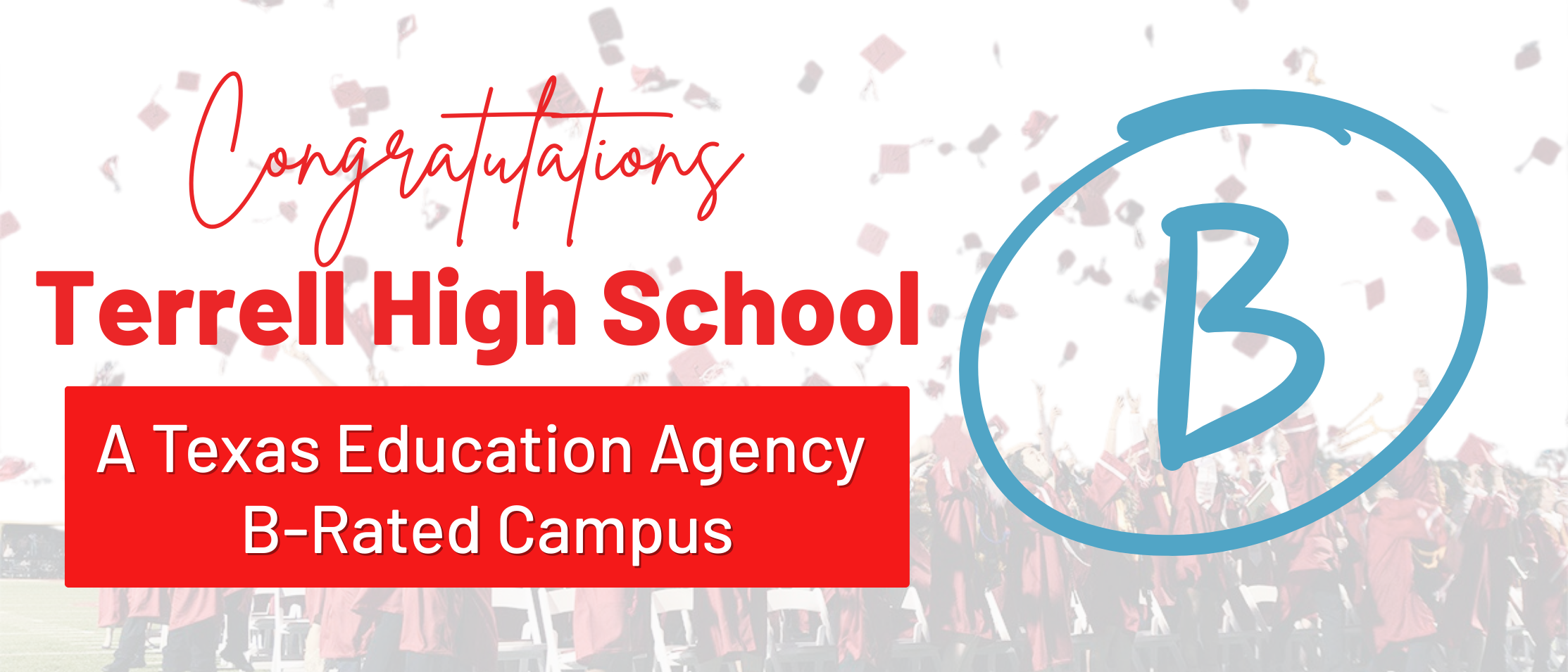 Congratulations Terrell High School. Texas education agency rated B campus. 