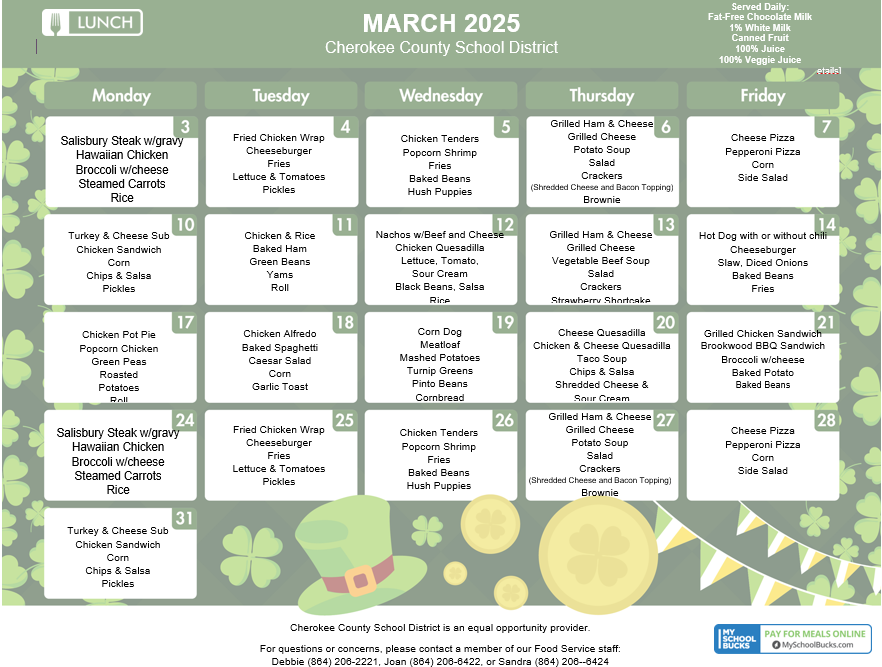 March menu