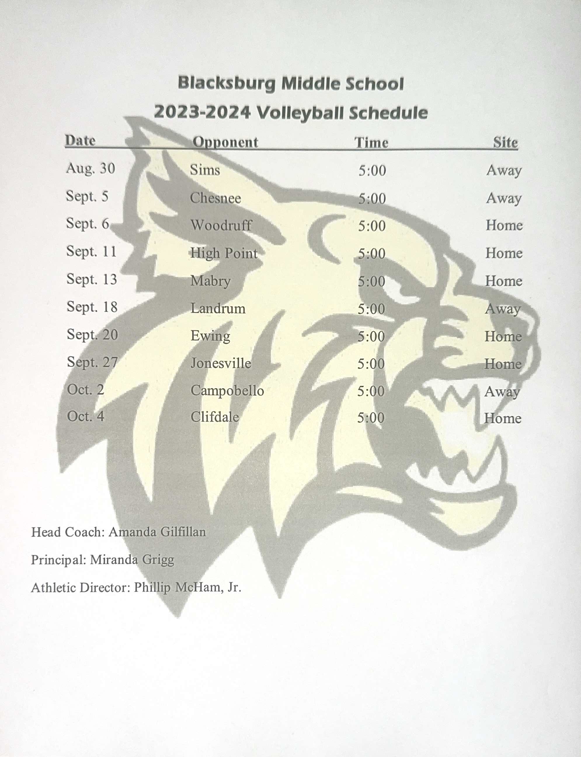 Volleyball Blacksburg Middle