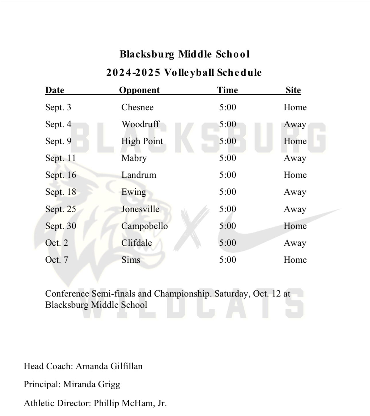 middle school volleyball schedule 24-25