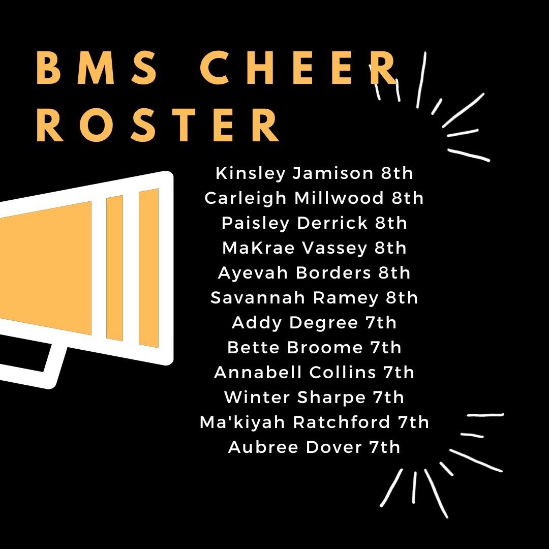 25-26 BMS cheer roster