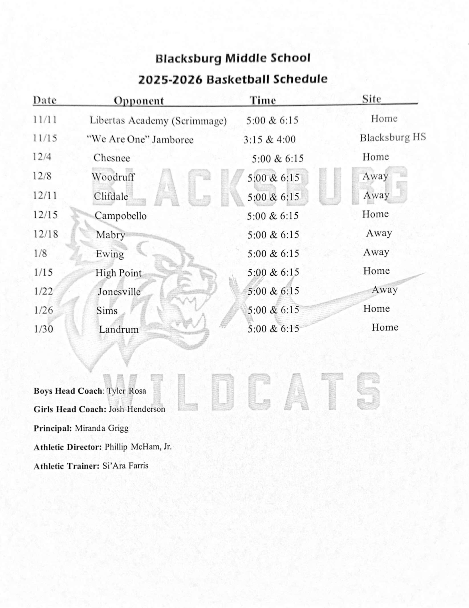 schedule