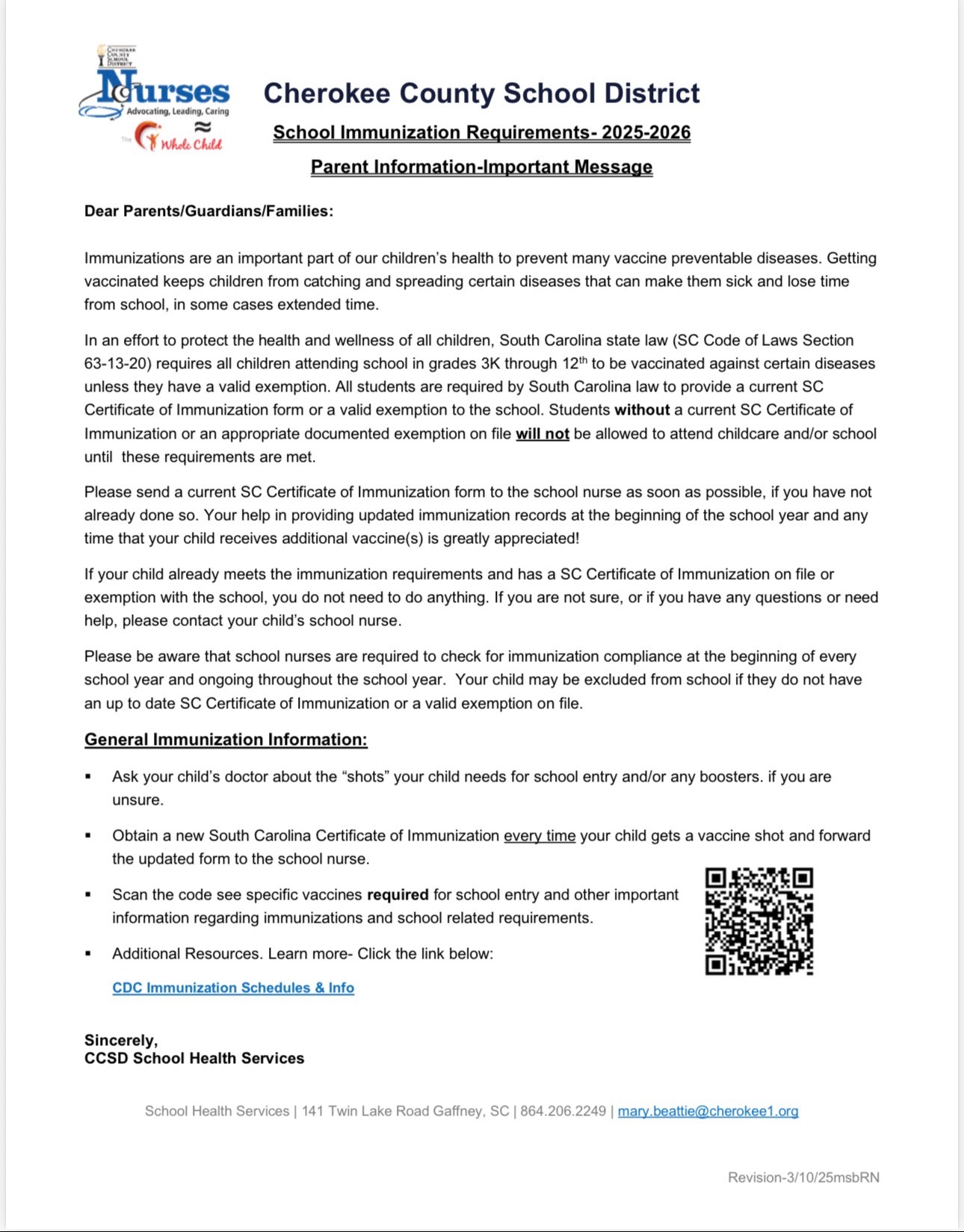 Immunization Requirements