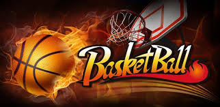 Basketball ball and basket on fire