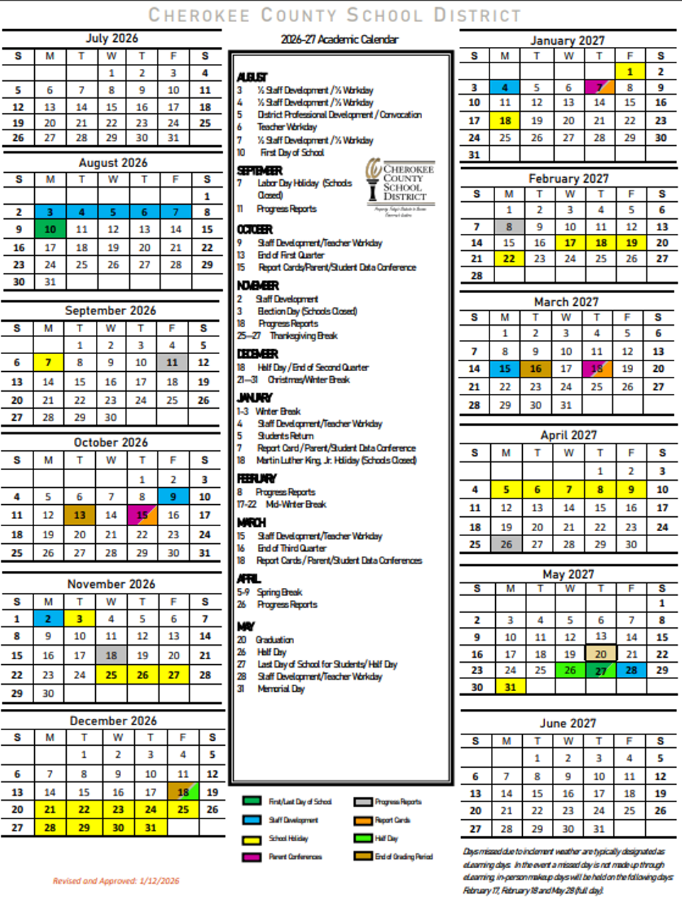 CCSD School Calendar | Ewing Middle
