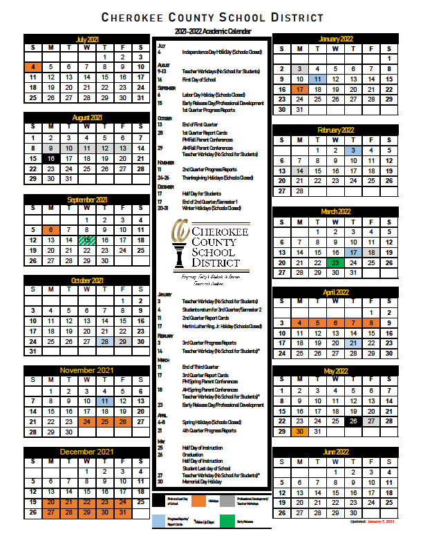 Cherokee County Academic Calendar