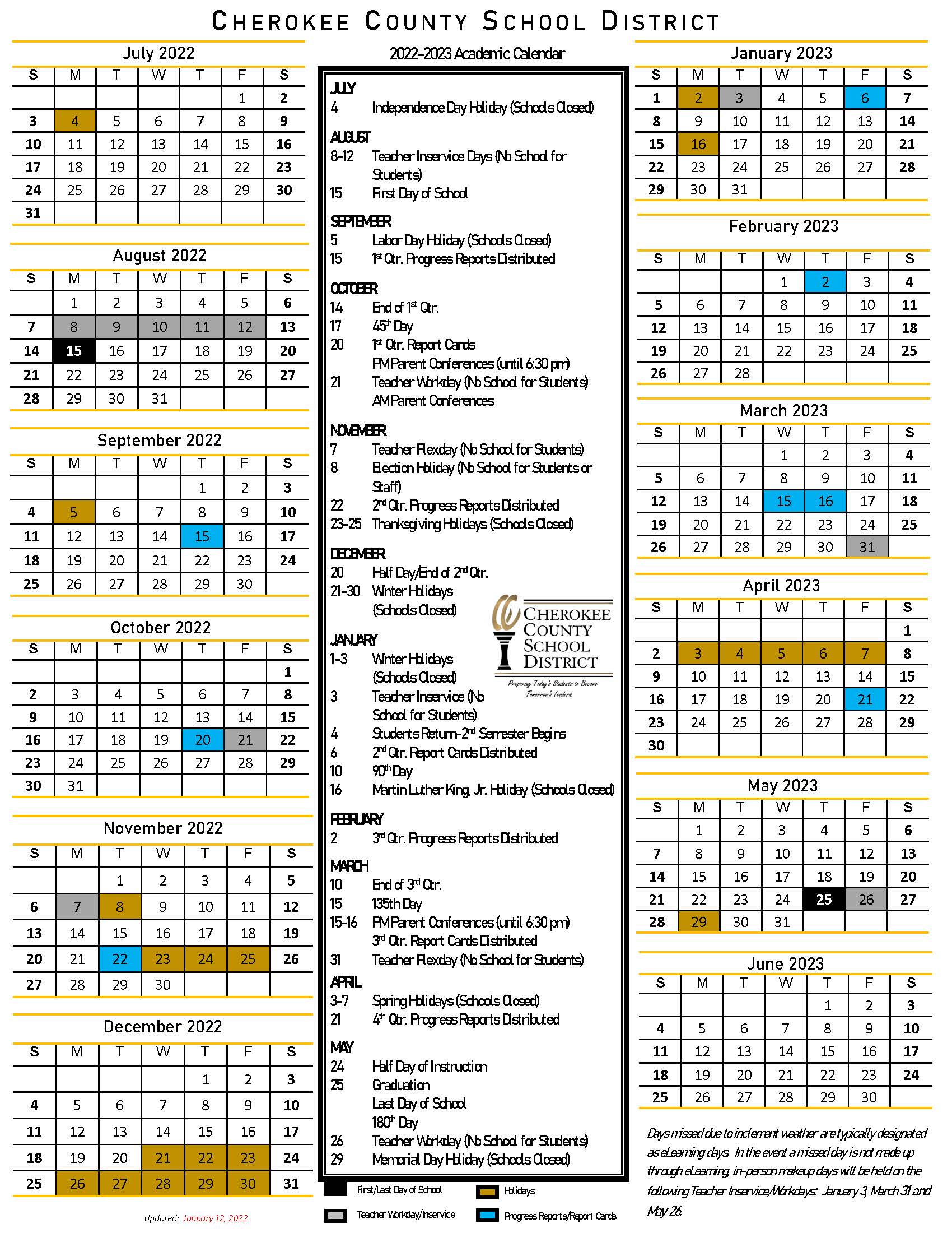 2022 2023 District Calendar Gaffney High
